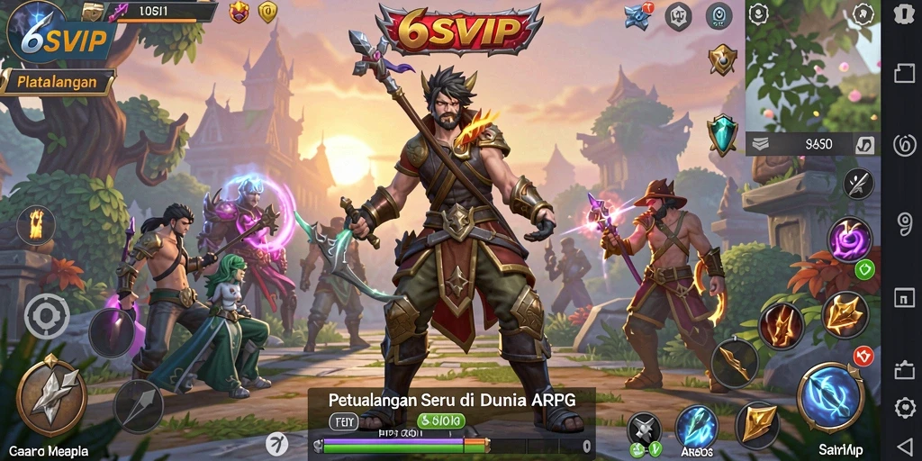 Screenshot gameplay menampilkan pertarungan epik di dunia ARPG.