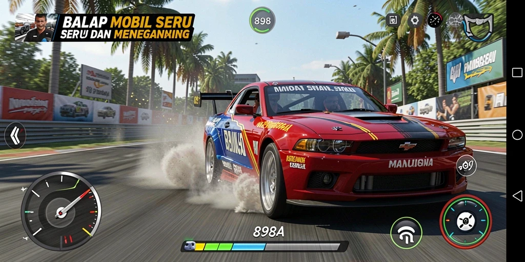 Gameplay Racing yang seru dan kompetitif di 898A.
