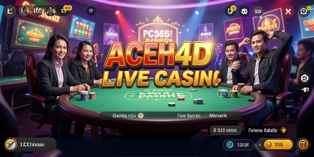Screenshot menampilkan dealer live dan suasana permainan kasino.