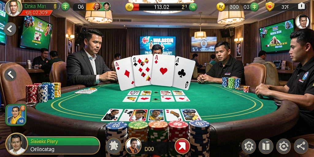 Gameplay D06 yang menampilkan suasana poker yang mendebarkan.