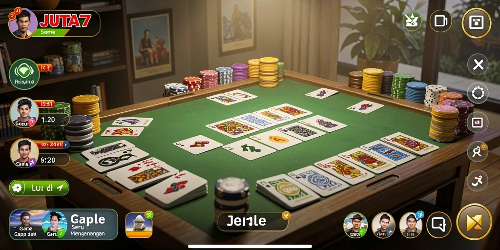 Tampilan gameplay seru dari JUTA7 yang menghadirkan Gaple.