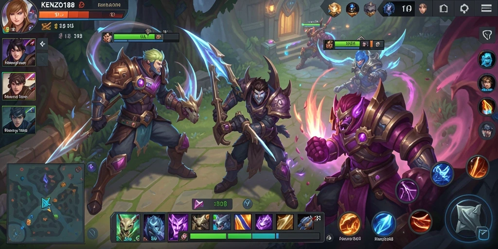 Tampilan gameplay seru dari KENZO188 di arena MOBA.