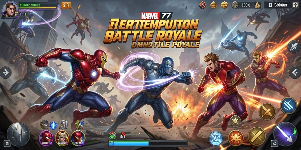 Tampilan gameplay Battle Royale yang mendebarkan di MARVEL77.