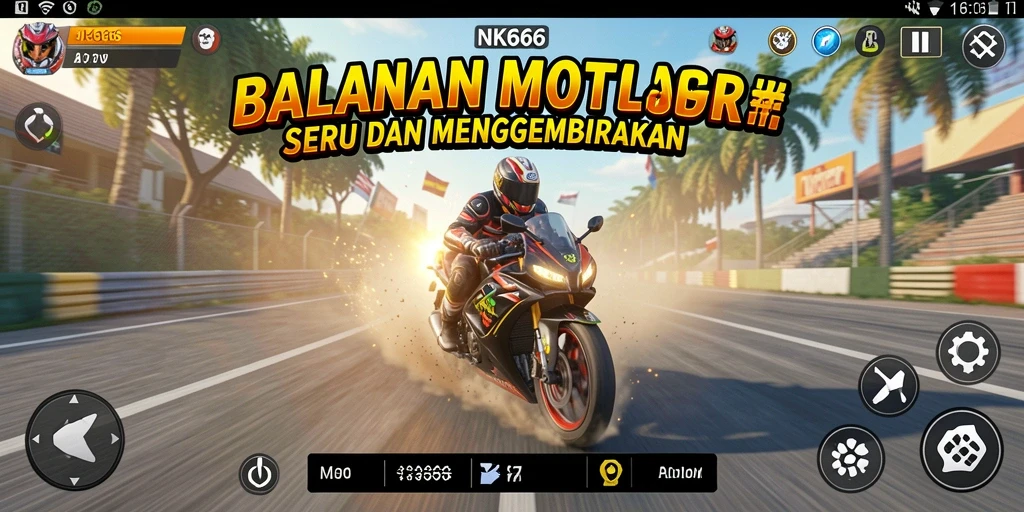 Gameplay NK666 yang mendebarkan dengan balapan motor yang intens.