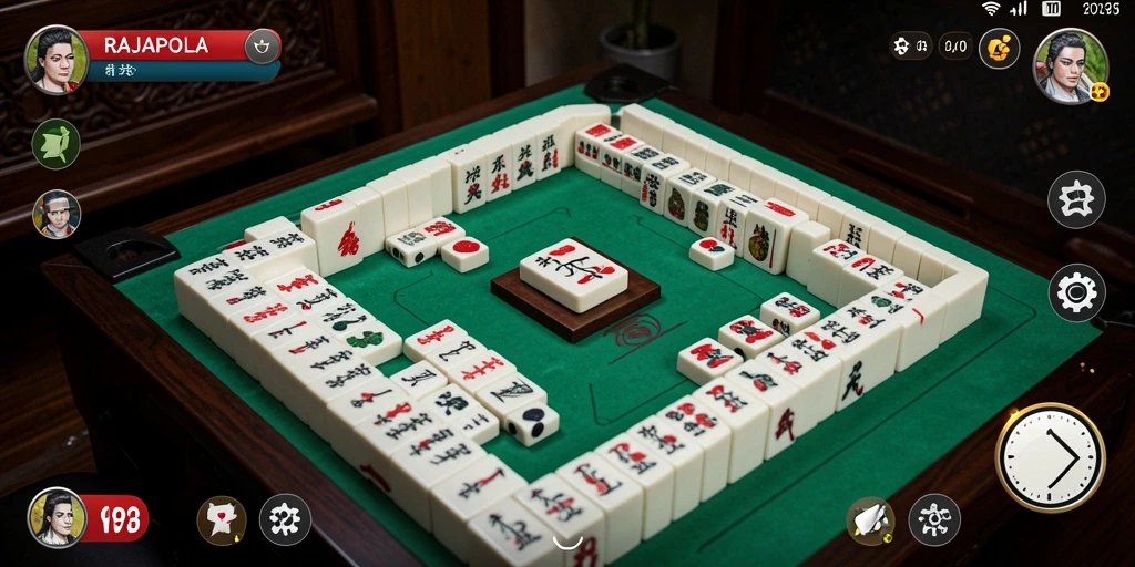 Tampilan gameplay menarik dari RAJAPOLA dalam permainan Mahjong.