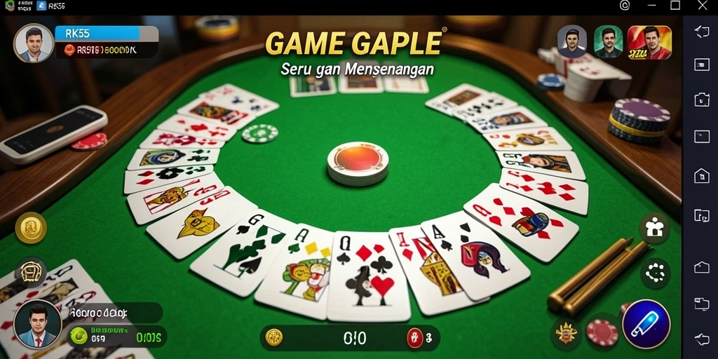 Tampilan gameplay seru dari RK55 dalam bermain Gaple.