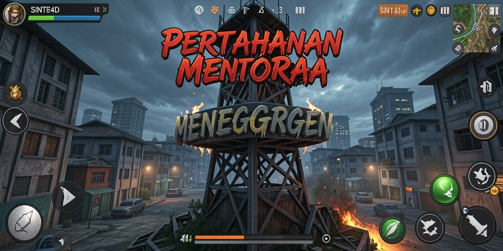 Tampilan gameplay menegangkan dari SINTE4D Tower Defense