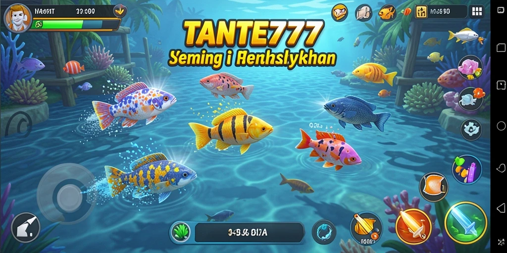 Screenshot gameplay TANTE777 menampilkan aksi menembak ikan yang seru.