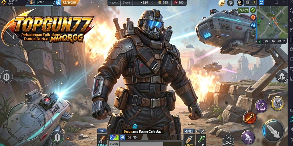 Tangkapan layar menunjukkan aksi seru dalam permainan MMORPG TOPGUN77.
