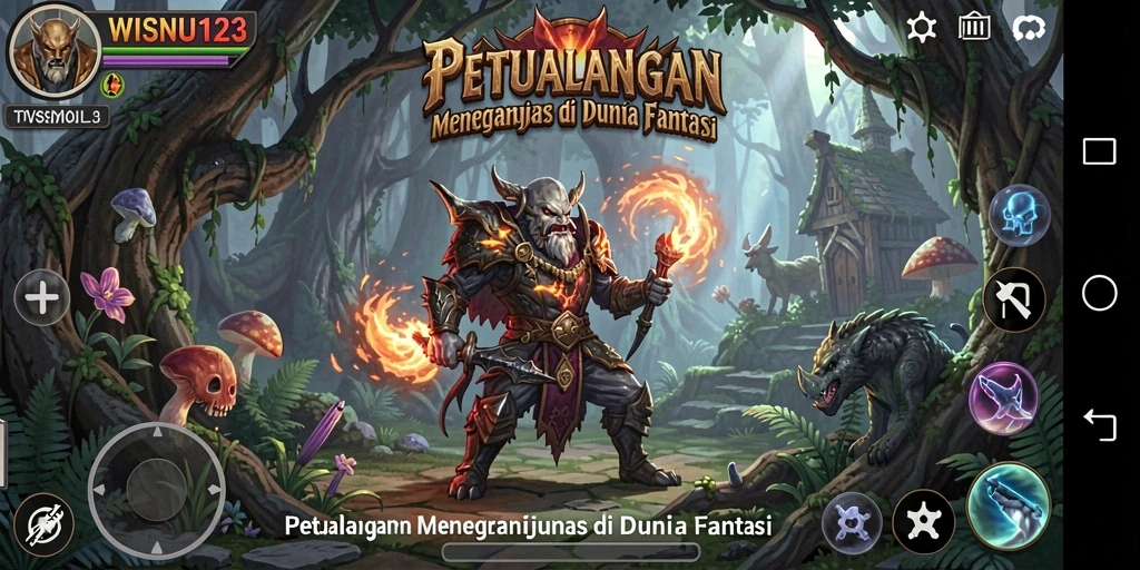 Tampilan gameplay WISNU123 yang penuh petualangan di dunia fantasi.